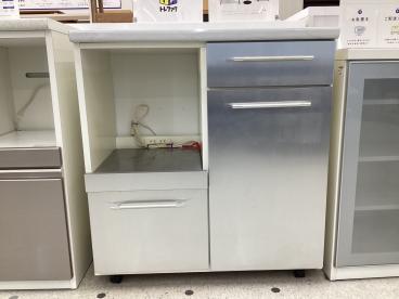 ニトリ キッチンカウンター 幅:約120㎝ シルバー×ホワイト アルミナ2