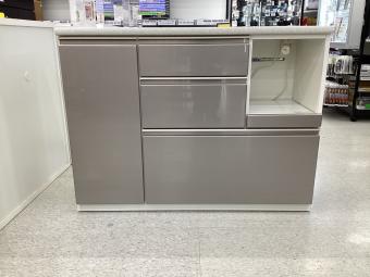 ニトリ キッチンカウンター 幅:約120㎝ シルバー×ホワイト アルミナ2