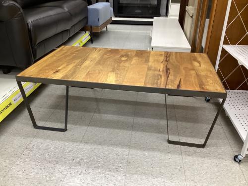 ローテーブル 金属フレーム ブラウン