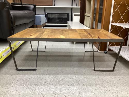 ローテーブル 金属フレーム ブラウン