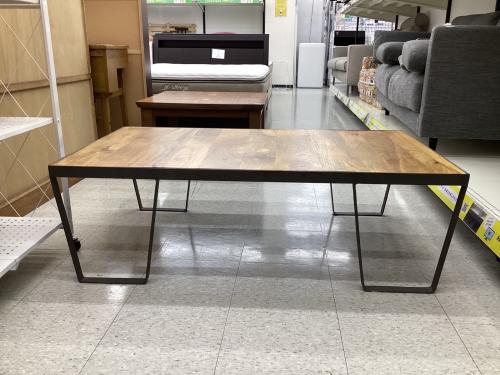 ローテーブル 金属フレーム ブラウン