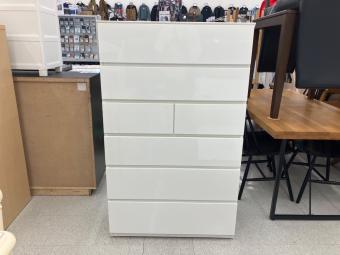 ニトリ 6段チェスト 側面フック付き 138 ホワイト クエス80