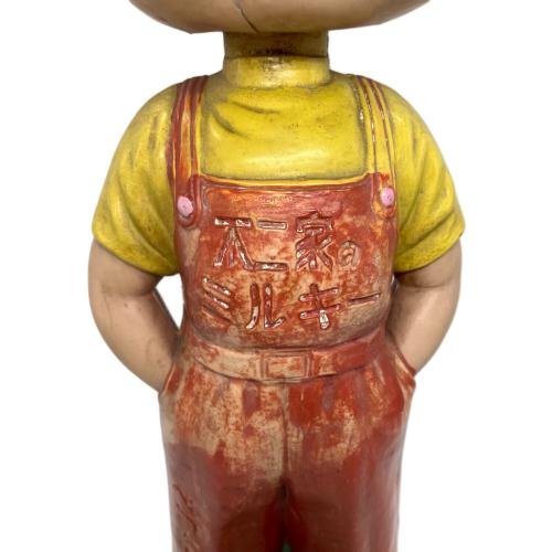 ペコちゃん (ペコチャン) 不二家のミルキー セルロイド ペコちゃん はかま 木製台首振り人形 ペコちゃん 全長41㎝・土台約15㎝
