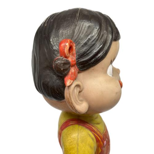 ペコちゃん (ペコチャン) 不二家のミルキー セルロイド ペコちゃん はかま 木製台首振り人形 ペコちゃん 全長41㎝・土台約15㎝
