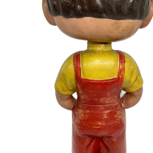 ペコちゃん (ペコチャン) 不二家のミルキー セルロイド ペコちゃん はかま 木製台首振り人形 ペコちゃん 全長41㎝・土台約15㎝