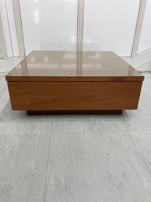 SUNWOODY センターテーブル B-CT80 ガラス天板付き ブラウン