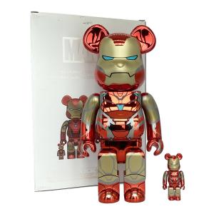 BEAR BRICK (ベアブリック) BE@RBRICK IRON MAN MARK85 CHROME Ver. 100％ & 400％ フィギュア キズ有