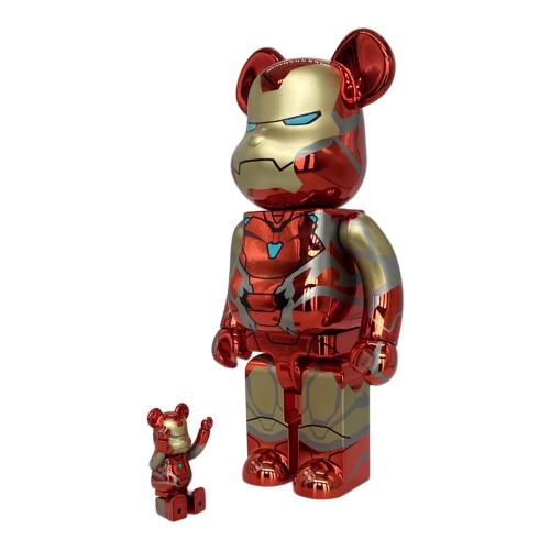 BEAR BRICK (ベアブリック) BE@RBRICK IRON MAN MARK85 CHROME Ver. 100％ & 400％ フィギュア キズ有
