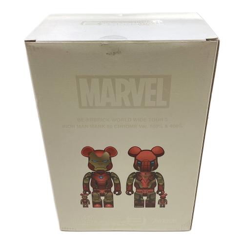 BEAR BRICK (ベアブリック) BE@RBRICK IRON MAN MARK85 CHROME Ver. 100％ & 400％ フィギュア キズ有