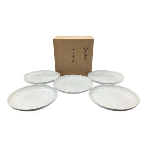 白磁笹彫文 ケーキ皿 5Pセット