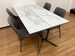 光グローバルトレーディング (ヒカリグローバルトレーディング) ダイニング5点セット Layla/レイラ　セラミック天板　IDC大塚家具取扱い　ホワイト×グレー