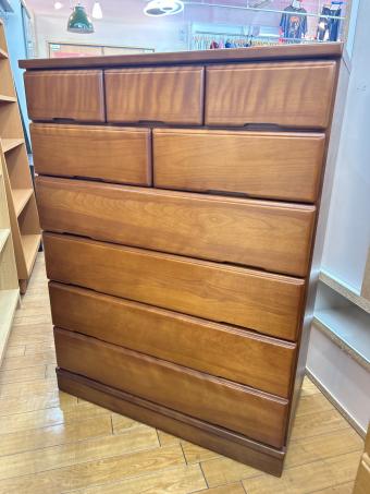 臼井木工 ミズメザクラチェスト ブラウン 天板キズあり 6段 幅:約90㎝