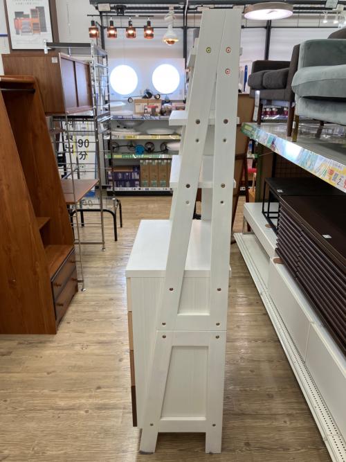 チェストラック ホワイト×ブラウン 4段