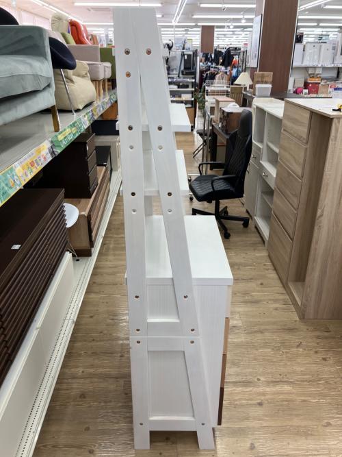 チェストラック ホワイト×ブラウン 4段