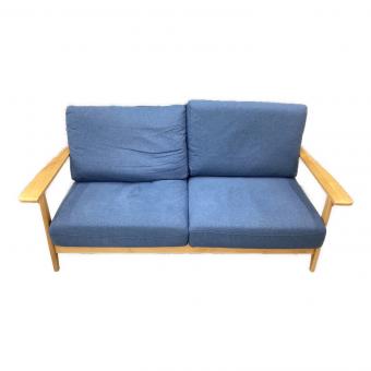 2人掛けソファー 木製フレーム ブルー