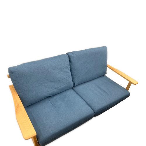 2人掛けソファー 木製フレーム ブルー