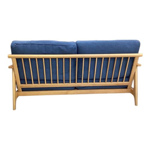2人掛けソファー 木製フレーム ブルー