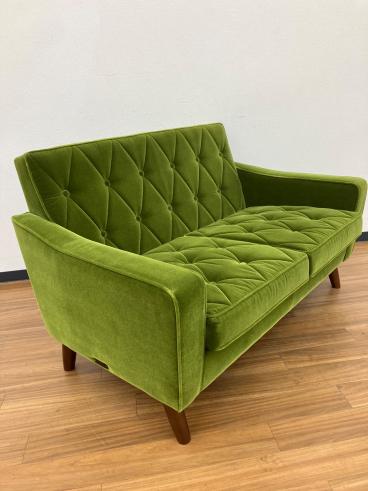 リサイクルサービス八光】幅115㎝ フェイクレザー ブラック 2人掛け