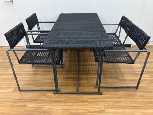 PATIO PETITE (パティオ プティ) ダイニングセット アウトドアファニチャー MA-DINING 4/ARM BENCH/CHAIR 幅:約140㎝ ブラック