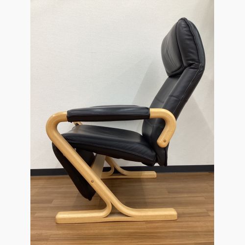 Nielaus Mobler リクライニングチェアー ブラック デンマーク製 北欧ビンテージ家具  レザー ドリームシート　イージーチェア