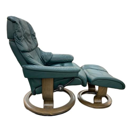 Ekornes (エコーネス) ストレスレスチェア グリーン オットマン付き 1人掛け レノ