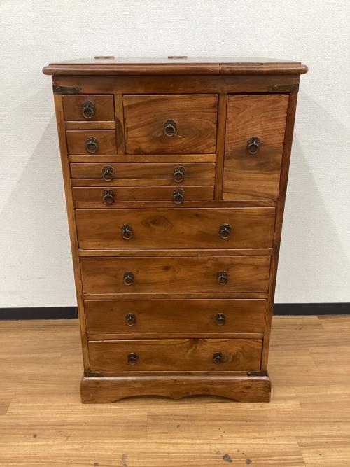 old maison (オールドメゾン) ドレッサーチェスト ブラウン 開閉式鏡付 OM-128 オールドチーク材　ビンテージ品