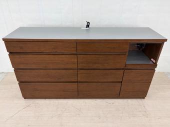 河口家具 (カワグチカグ) キッチンカウンター 幅:約180㎝ ブラウン×シルバー