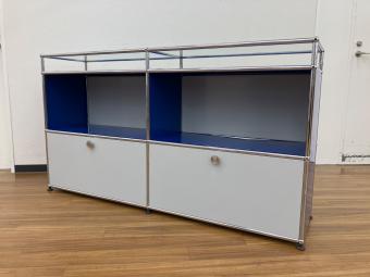 USM Haller (ユーエスエムハラー) 2連3段ガラストップシェルフ ブルー×ホワイト