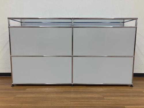 USM Haller (ユーエスエムハラー) 2連3段ガラストップシェルフ ブルー×ホワイト