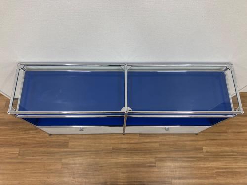 USM Haller (ユーエスエムハラー) 2連3段ガラストップシェルフ ブルー×ホワイト