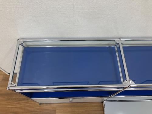 USM Haller (ユーエスエムハラー) 2連3段ガラストップシェルフ ブルー×ホワイト