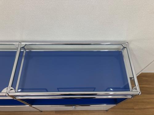 USM Haller (ユーエスエムハラー) 2連3段ガラストップシェルフ ブルー×ホワイト
