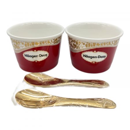 ハーゲンダッツ　陶器カップ&スプーン　2組セット 非売品 / 美品】ハーゲンダッツ オリジナル 陶器製カップ＆スプーン カトラリー(スプーン等)