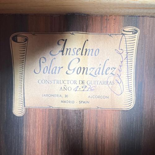 Ancelmo Solar Gonzalez(アンセルモ・ソラー・ゴンザレス）クラシックギター 1976年