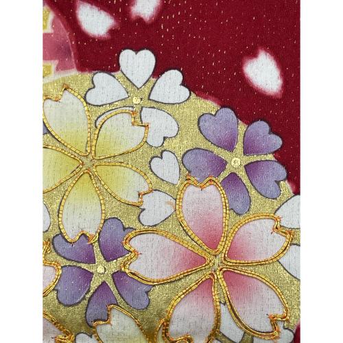 振袖　袋帯　帯締め　帯揚げ　セット　袷　Ｍサイズ　赤色　金糸　仕立て上がり　和装