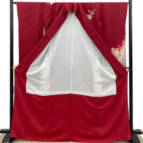 振袖　袋帯　帯締め　帯揚げ　セット　袷　Ｍサイズ　赤色　金糸　仕立て上がり　和装