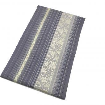 黒木織物　八寸名古屋帯　証紙付　本場筑前博多織　博多織人　ハカタオリジン　紫色　仕立て上がり　和装