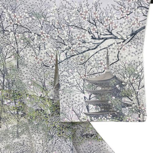 その他ブランド (ソノタブランド) 訪問着　袷　Mサイズ　清水寺　桜　藤色　灰色　和装 パープル