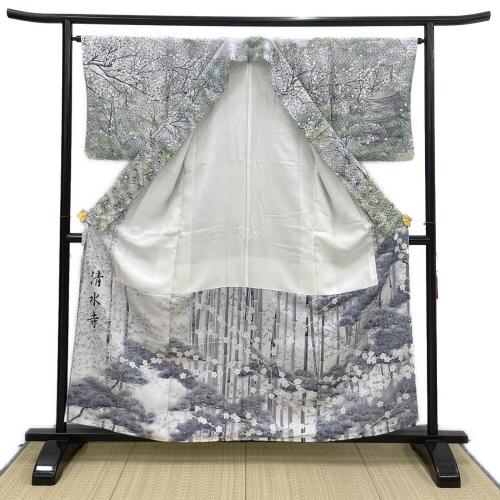 その他ブランド (ソノタブランド) 訪問着　袷　Mサイズ　清水寺　桜　藤色　灰色　和装 パープル