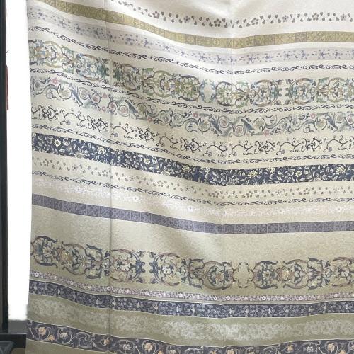 訪問着　袷　Lサイズ　唐草模様　横段　薄緑色　和装