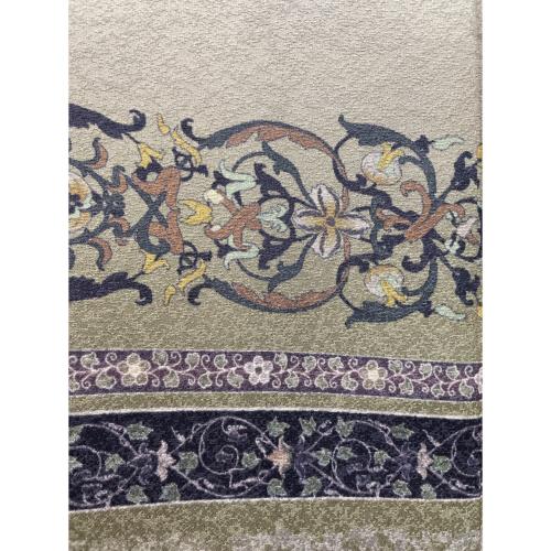 訪問着　袷　Lサイズ　唐草模様　横段　薄緑色　和装