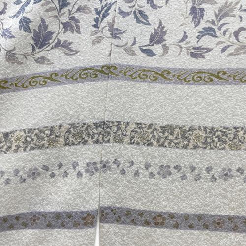 訪問着　袷　Lサイズ　唐草模様　横段　薄緑色　和装