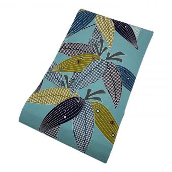 栗山吉三郎 名古屋帯 落款有　縮緬　水色　仕立て上がり　和装