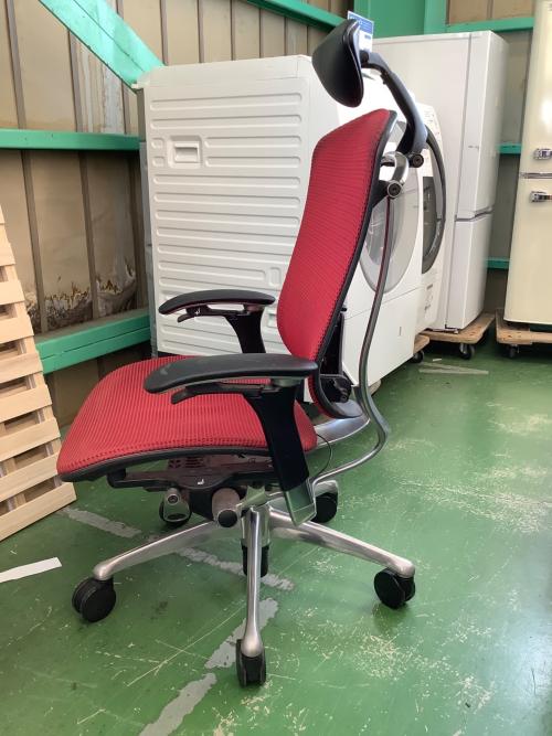 オカムラ オフィスチェア レッド 1人掛け