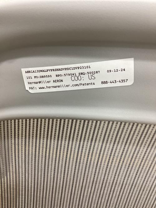 Herman Miller (ハーマンミラー) アーロンチェア ライトグレー 2024年 1人掛け AER1A13DW ALP VPR SNA DVP DC1 DVP 23101 リマスタード ミネラルベース