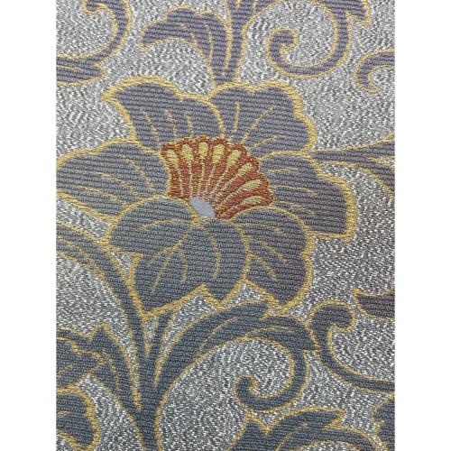 川島織物セルコン　六通柄袋帯　やまと　西陣織　証紙付　329　花唐草模様　グレー　仕立て上がり　和装