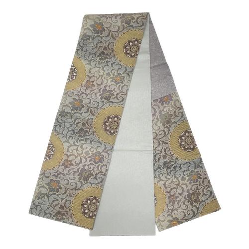 川島織物セルコン　六通柄袋帯　やまと　西陣織　証紙付　329　花唐草模様　グレー　仕立て上がり　和装
