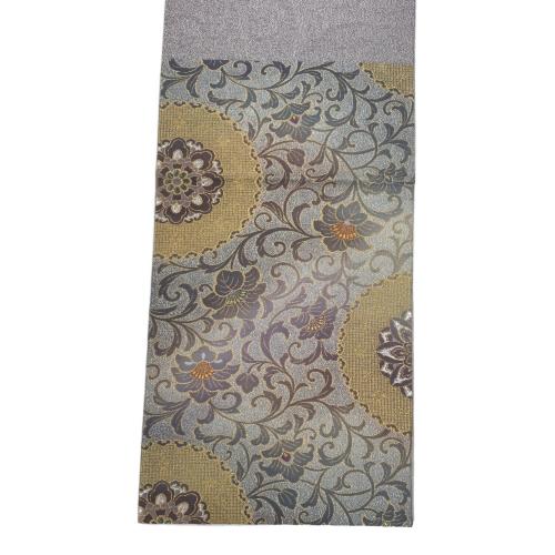 川島織物セルコン　六通柄袋帯　やまと　西陣織　証紙付　329　花唐草模様　グレー　仕立て上がり　和装