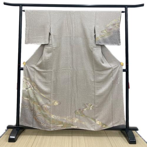 じゅらく　訪問着　Sサイズ　帝王紫　刺繍　吉祥文様　グレー　和装