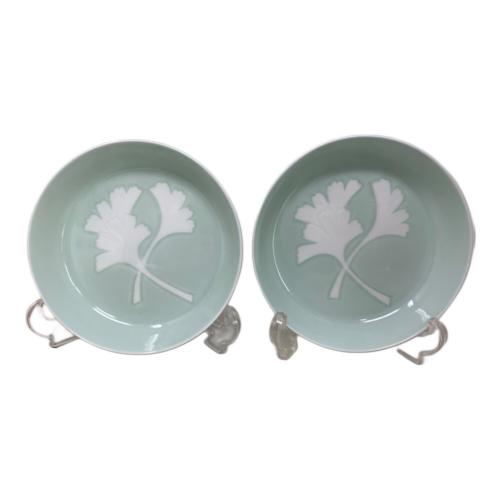 井上萬二 (イノウエ マンジ) 皿 人間国宝 青白磁公様樹文 2Pセット